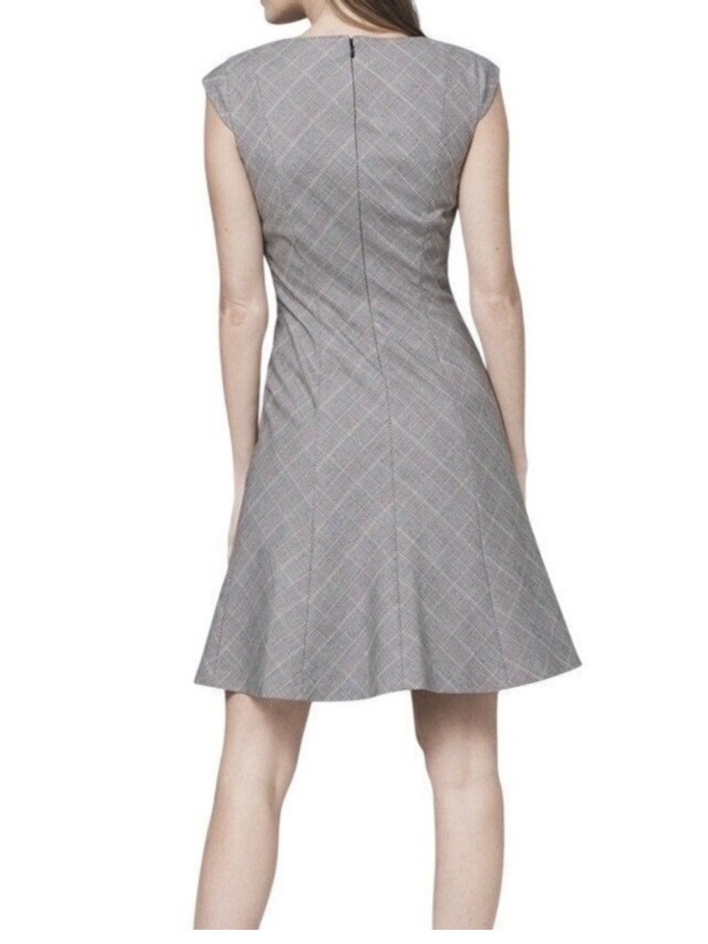 White House Black Market Emilya Plaid Cap Sleeve Dress Office Workwear Size 8 - Picture 2 of 10